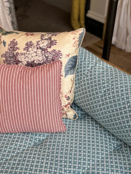 Lilacs Chintz Cushion In Situ