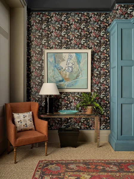 Pair Of Hampton Chintz Cushions In Situ