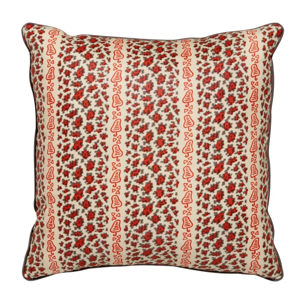 Pair Of Leopard Stripe Red Cushions