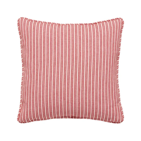 Pair Of Small Red Striped Cushions