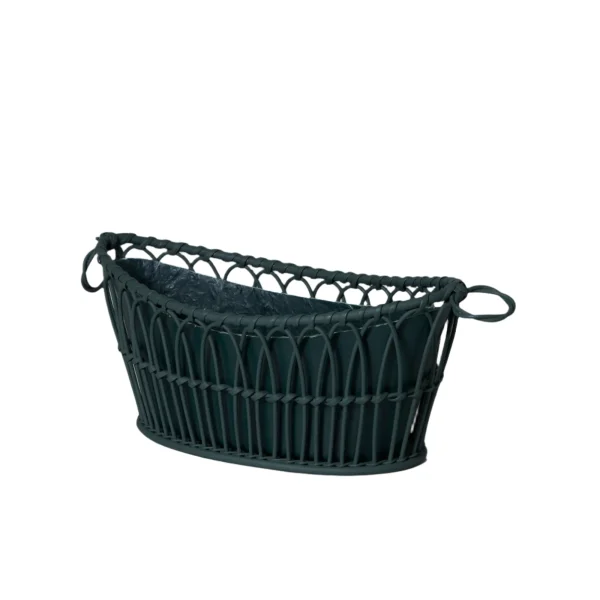 Regency Style Oval Basket With Liner Petrol