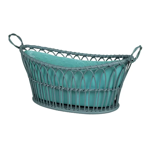 Regency Style Oval Basket With Liner Teal