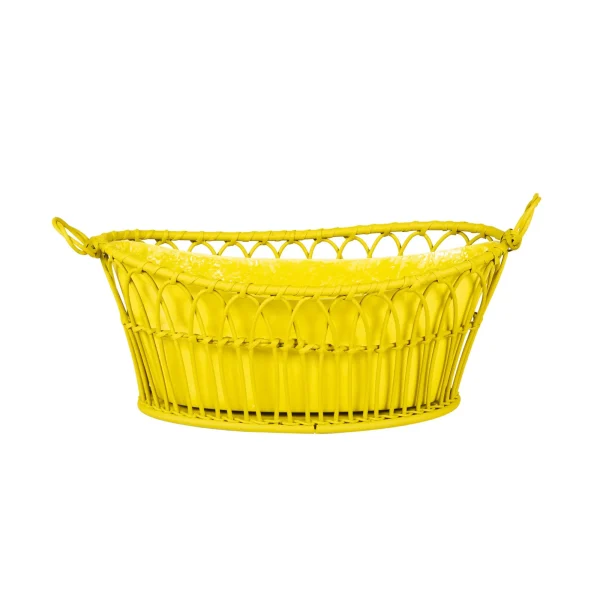 Regency Style Oval Basket With Liner Yellow