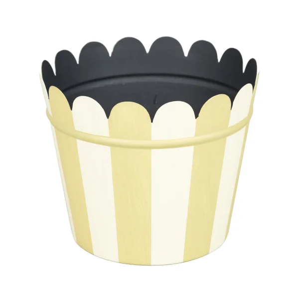 Tole Cachepot Green Stripe